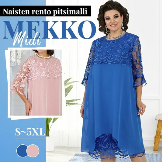 Läpinäkyvä tuuli kerroksinen pitsimekko