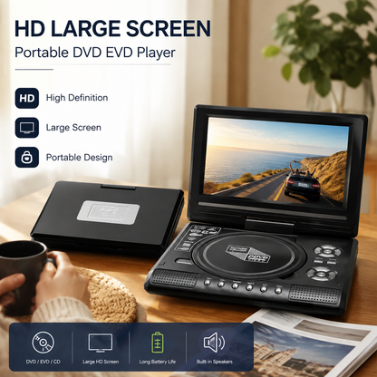📺 7,8" HD kannettava DVD/EVD-soitin – suuri näyttö, ladattava ja yhteensopiva DVD/CD/USB/SD-korttien kanssa – täydellinen kotiin ja matkalle 🔥 -50%
