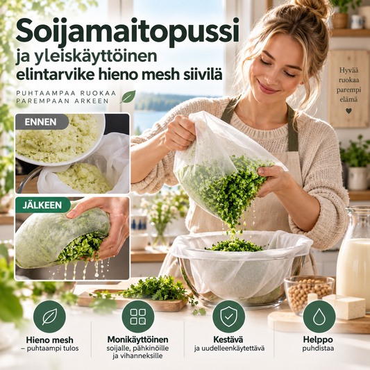 💚Soijamaitopussi  ja yleiskäyttöinen elintarvike hieno mesh siivilä suodatin
