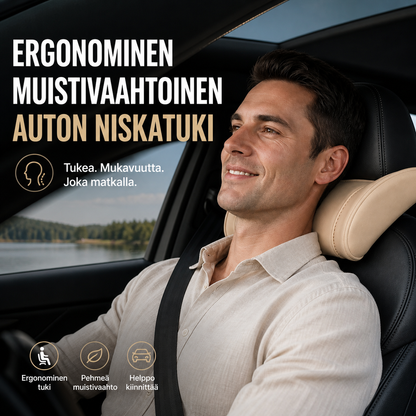 Ergonominen muistivaahtoinen auton niskatuki
