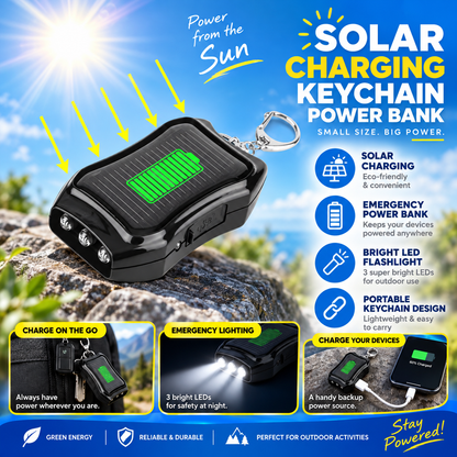 Charge Anywhere Instantly! No-Cord Solar Keychain Power Bank