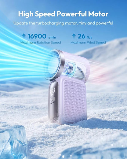 Pieni kädessä pidettävä tuuletin LED-näytöllä – 👍 5-nopeuksinen turbo-taskutuulettin. ✨ USB-ladattava, nopea jäähdytys matkalle ja meikkaukseen. Täydellinen lahja. Kannettava jäähdytys.