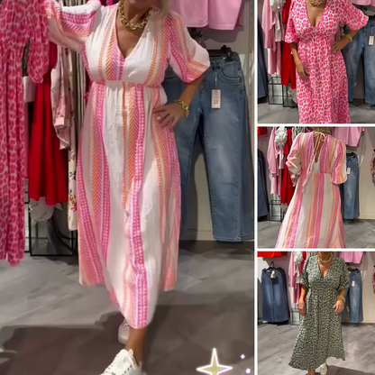 Naisten V-kaula-aukkoinen Painettu Mekko