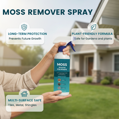 🌧️ Monipintainen kattojen sammal- ja leväpoistospray – Suihkuta, huuhtele ja ihastele kiiltävää tulosta! 🏠✨ Tehokas sammaleelle, hellavarainen kasveille – puhtaampi katto muutamassa minuutissa. 🌿💧
