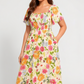 🏖️ Kesäalennusmyynti 50% ALENNUS 🏝️ 👗 Kukkakuvioinen midi-mekko, jossa joustava rypytys, neliömäinen pääntie ja taskut 💃