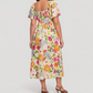 🏖️ Kesäalennusmyynti 50% ALENNUS 🏝️ 👗 Kukkakuvioinen midi-mekko, jossa joustava rypytys, neliömäinen pääntie ja taskut 💃