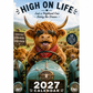2027 Hauska Highland-lehmä -seinäkalenteri | A4-kokoinen seinäkalenteri | Suunnittelija: Isabel Kline