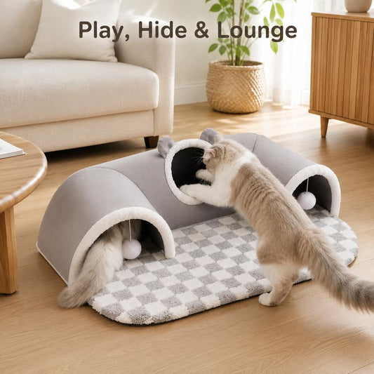 3-in-1 Cozy Cat Tunnel Bed