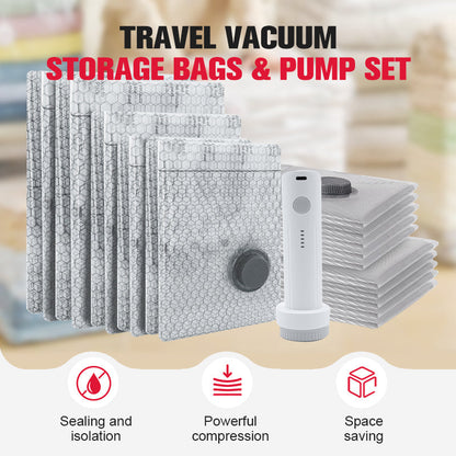 🧳50% OFF NOW! Travel Vacuum Storage Bags & Portable Pump Set‑Reusable Space Saver Compression Bags, Waterproof Vacuum Sealer Bags for Clothes & Bedding