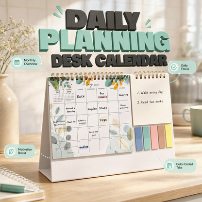 2027 Creative Desk Calendar with Sticky Notes