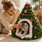 Cozy Christmas Tree Cat Cave