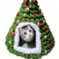 Cozy Christmas Tree Cat Cave