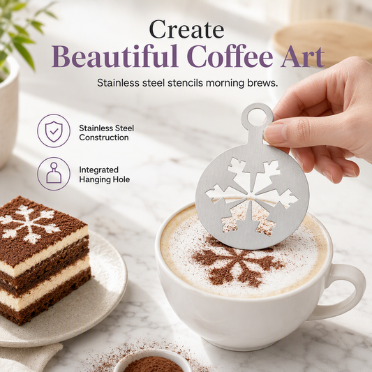 🥛Ruostumattomasta teräksestä valmistettu latte art -sabluunamalli