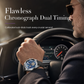 🎉 Free shipping! 🚚Men's Tonneau Quartz Chronograph Watch with Skeleton Flywheel Dial Moon Phase Calendar and Silicone Strap