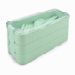 3-Layer Bento Lunch Box with Cutlery Set