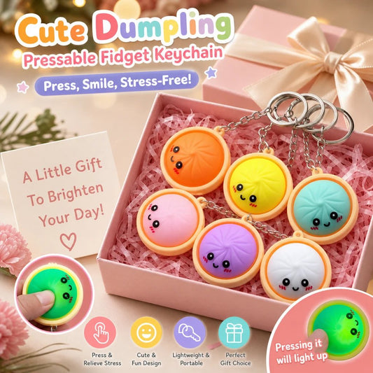📢📢50% OFF !! ⏰A charming anti-stress toy keychain in the shape of a dumpling – illuminated (reacts to touch)