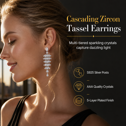 📢📢40% OFF !! ⏰ Micro Pave Zircon Fan-Shaped Skirt Earrings – Elegant & Sparkling ✨🩵👂