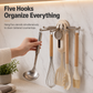 Wall Mounted Five Claw Retractable Adhesive Hook Storage Rack