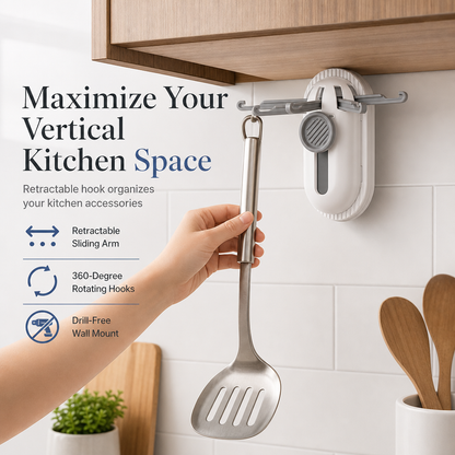 Wall Mounted Five Claw Retractable Adhesive Hook Storage Rack