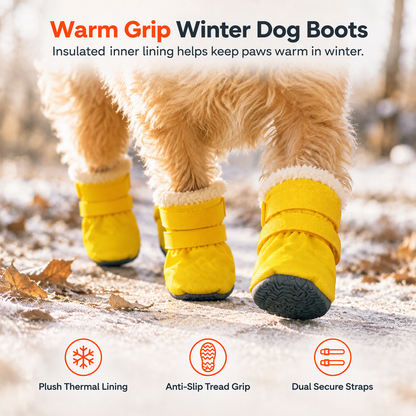 Waterproof Warm Winter Dog Boots with Non-Slip Soft Soles