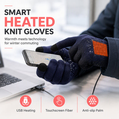 USB Heated Touchscreen Knit Gloves