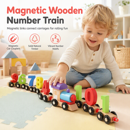 🖤Black Friday -huippualennus –50 %♟️Magneettinen Montessori-numerojuna puusta – opettavainen laskemislelu, täydellinen lahja taaperoille, pojille ja tytöille🚂