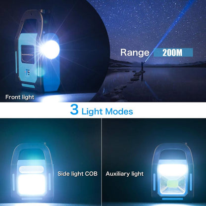 Kannettava aurinkokennolla toimiva COB-LED-työvalo